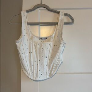 Zara White Embroidered Corset Top
